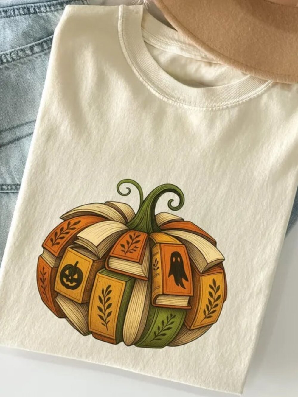 Book Fall Pumpkin Shirt, Cute Book Pumpkin Shirt, Book Lover Gift - Picture 1 of 4